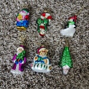 Vintage Thomas Pacconi Hand Blown Glass Christmas Ornaments Santa Bear Tree Cane